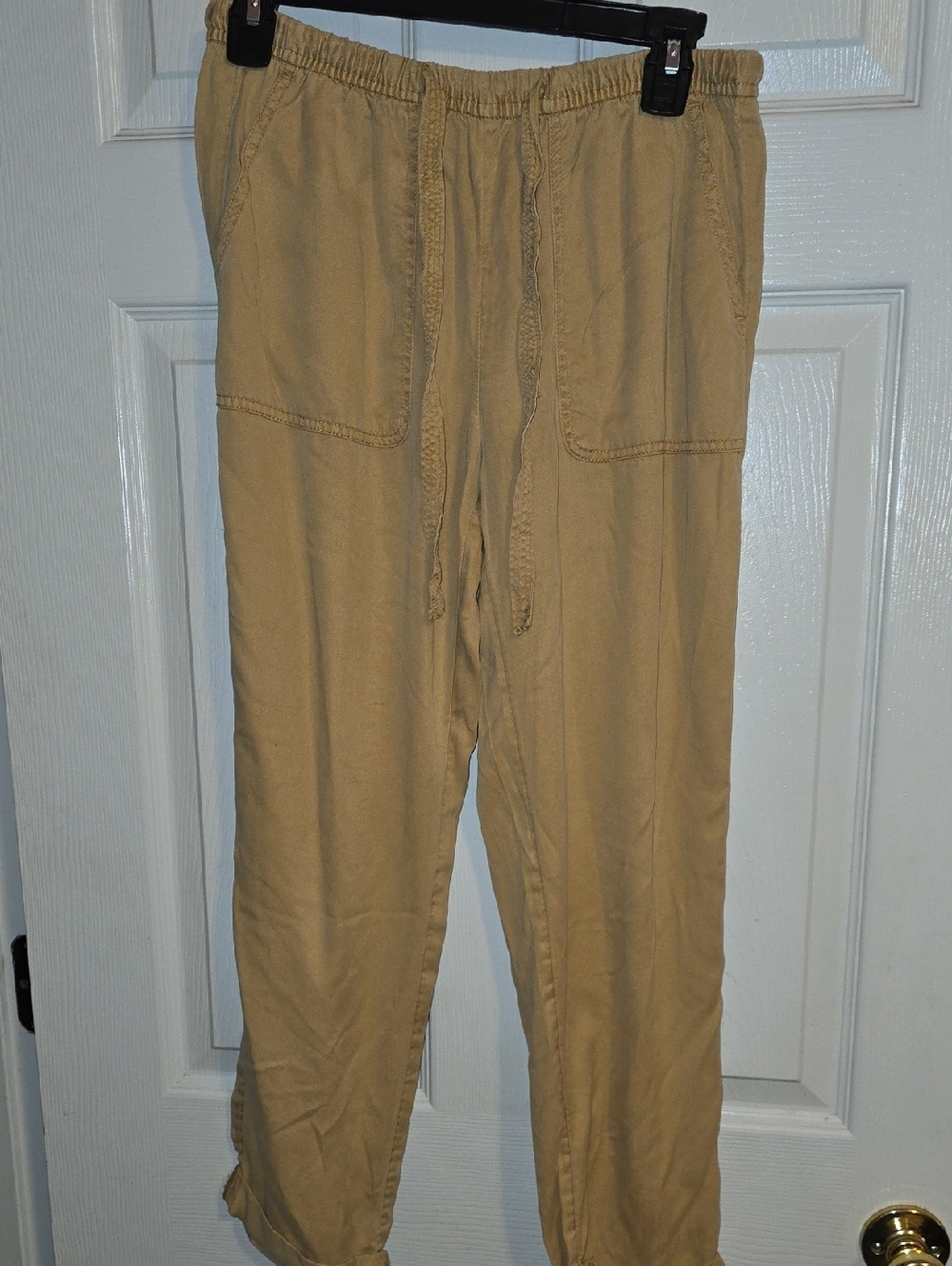 Nicole Miller Tan Drawstring Jogger Pants